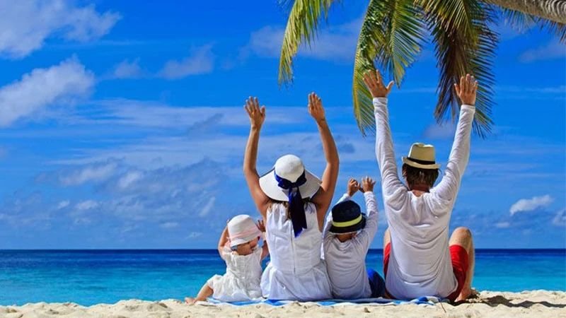 Family enjoying a beach holiday