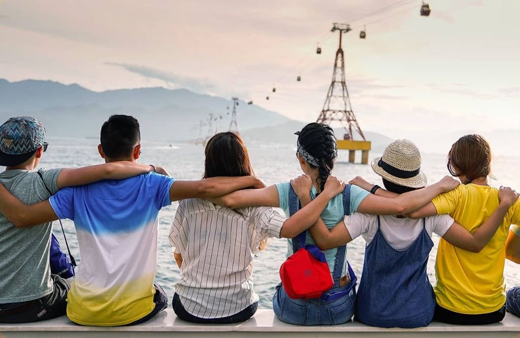 Group of friends travelling together