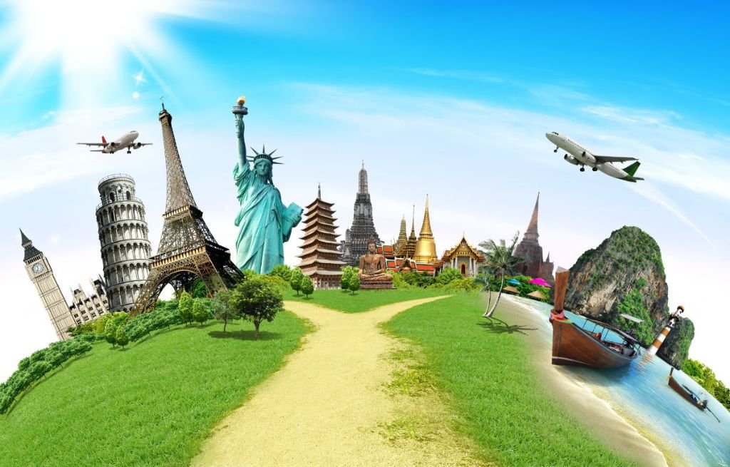World landmarks collage
